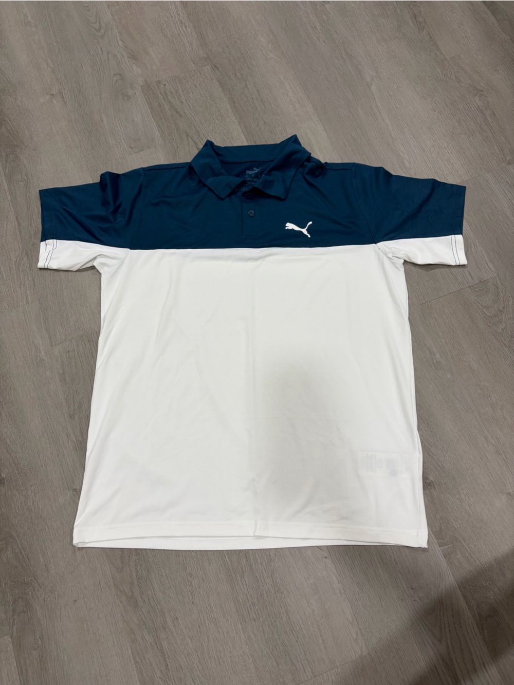 Puma Men’s Navy and White Colorblock Polo
